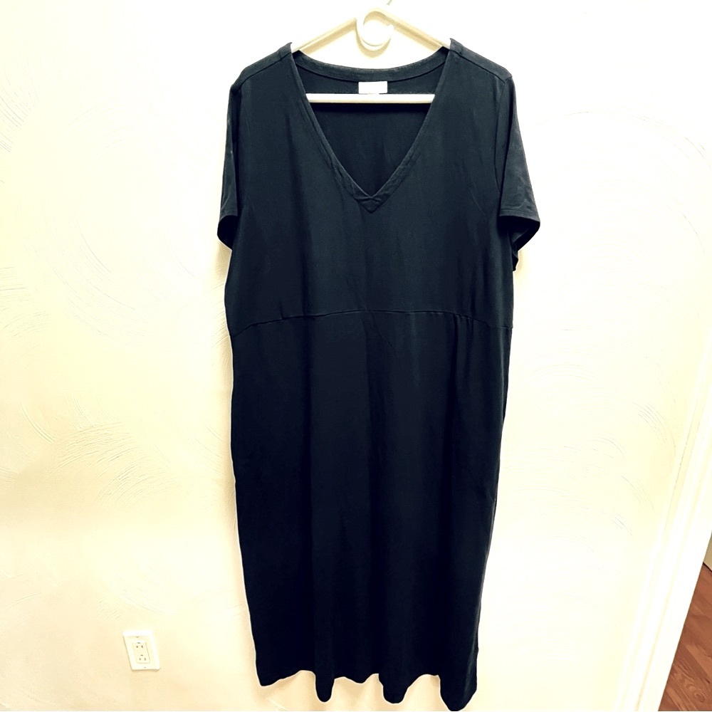 J. Jill Navy Blue V-Neck Short Sleeved Long Maxi Dress